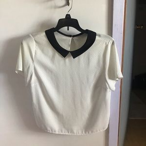 Peter Pan collar polka dot blouse